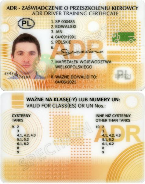 ADR Certificate Poland