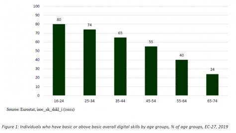 Digital skills divide across generations graph