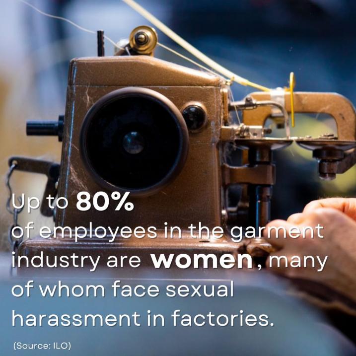 Up to 80% of employees in the garment industry are women, many of whom face sexual harassments in factories