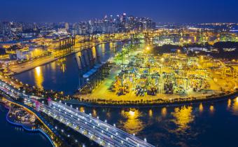 Drone picture over Singaporean Commercial Port